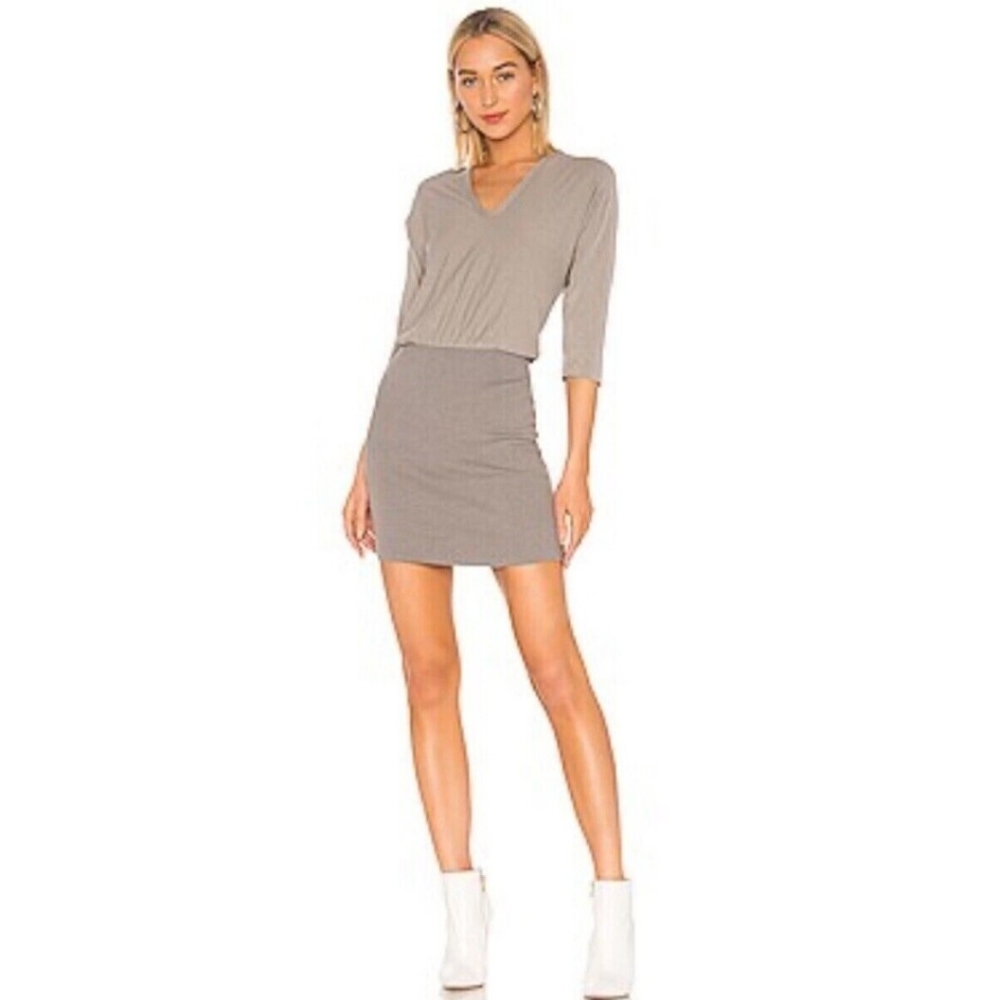 NWT James Perse - Mixed Media 3/4 Length Sleeve Dress platinum / 4 XL Gray